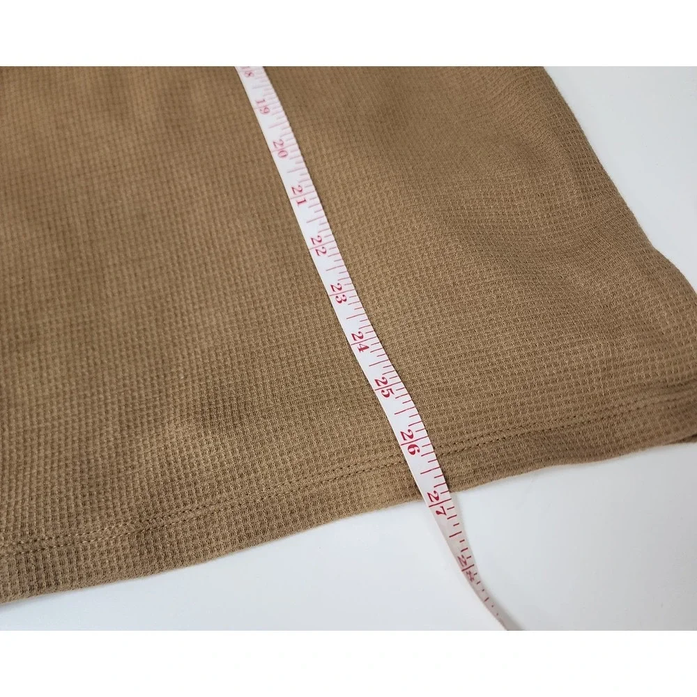 Lacoste Sleepwear Men's L Brown Waffle Knit Thermal Long Sleeve Lounge